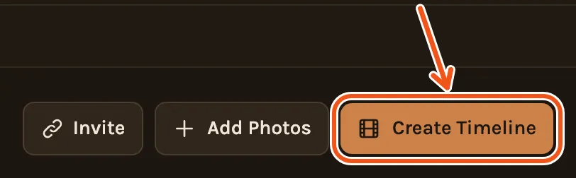 The blue Create Timeline button in the Library, marked.