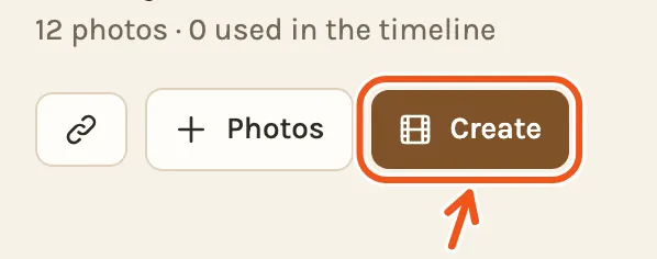The Library's buttons on a phone, with the blue Create button marked.