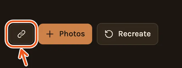 The Library's buttons on a phone, with the link button marked.