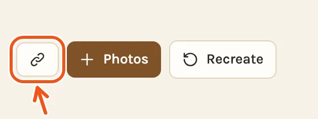 The Library's buttons on a phone, with the link button marked.