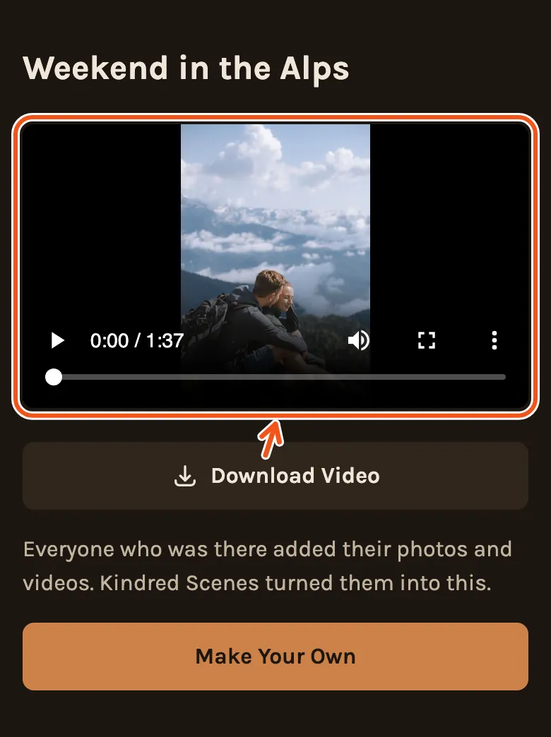 The page people open from the link on a phone, with the film marked.