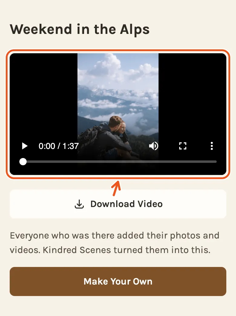 The page people open from the link on a phone, with the film marked.