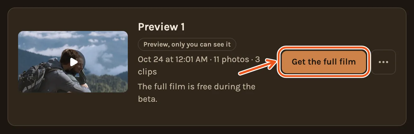 A preview on the Videos tab, with Get the full film marked.