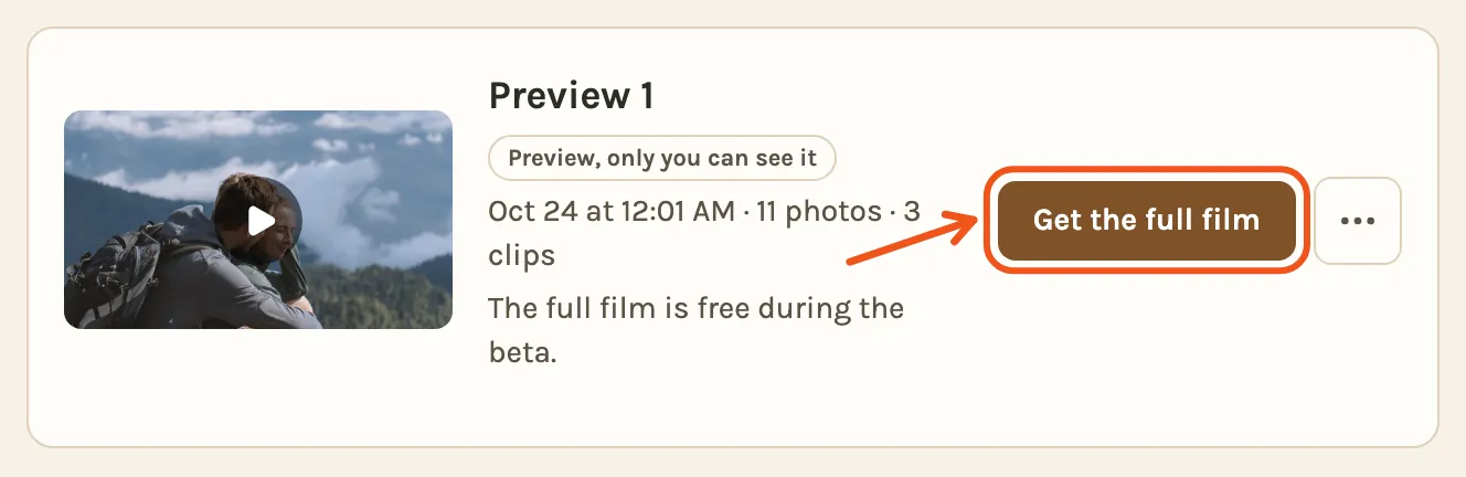 A preview on the Videos tab, with Get the full film marked.