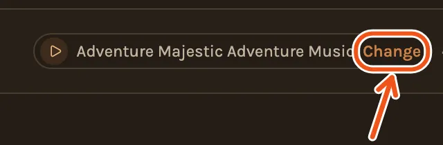A chapter's song on the timeline, with the Change button beside it marked.