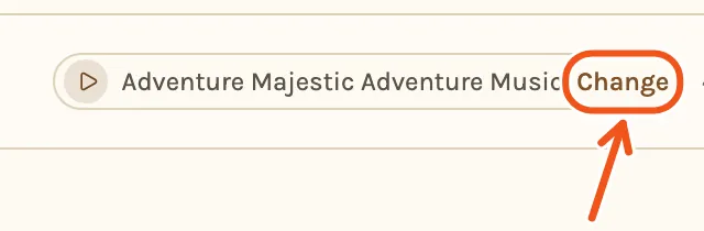A chapter's song on the timeline, with the Change button beside it marked.